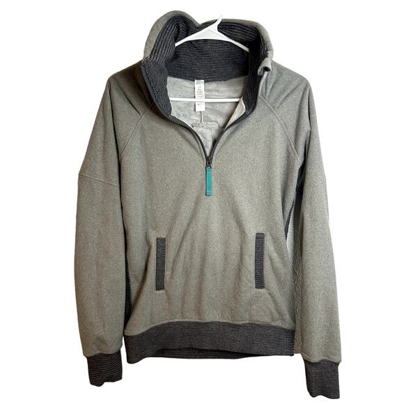 Ivivva Lululemon Shiver Stopper Fleece Pullover Girls Size 14 Gray Herringbone - Picture 1 of 6